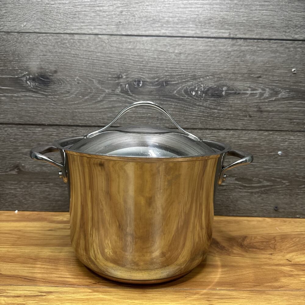 Anolon Nouvelle 6.5 Qt Stainless Steel Stock Pot Copper Core Induction w/ Lid
